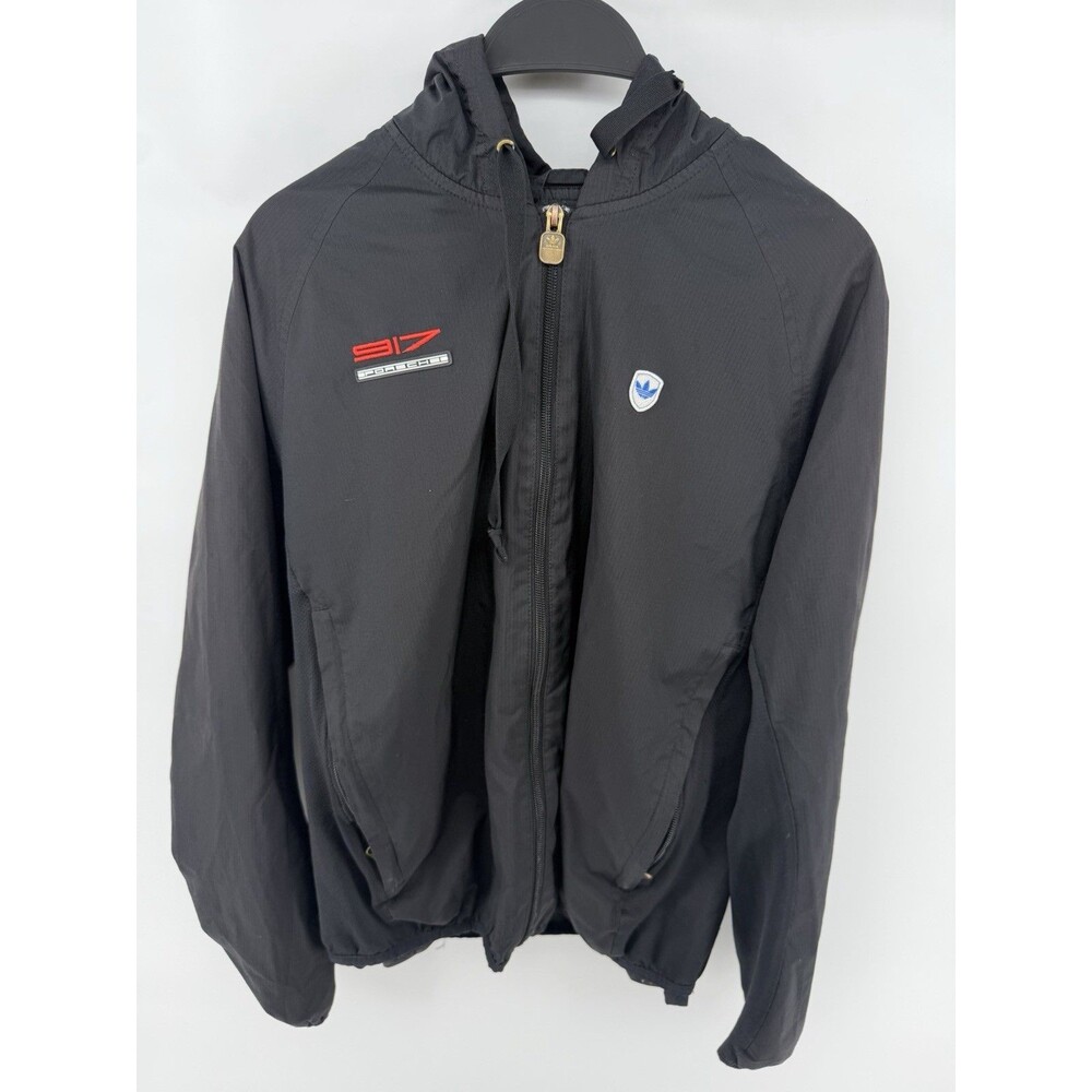 Adidas Porsche Jacket Men's M Black Poly Speedster Design Track Zip-Up